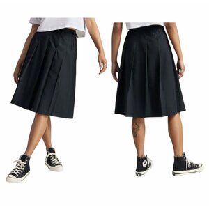 ❤️CONVERSE Pleated Crossover Midi Skirt Adjustable Waistband XS Black 10028450❤️